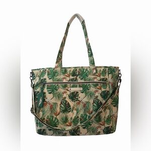Lug Green Tropical Leaf Print Tote
